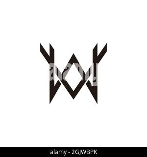 letter vw overlapping line simple geometric logo vector Stock Vector