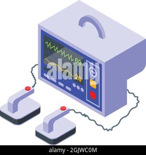 Heart cpr icon isometric vector. Defibrillator aed. Cardiac emergency ...