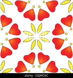 Pattern with Heart shape and petals shape, can be used for textile background, vector background Stock Vector