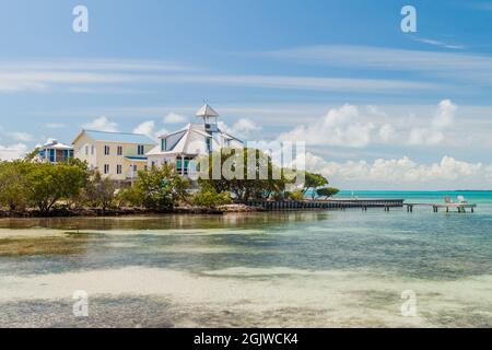 Wooden mansions at Caye Caulker island, Belize Stock Photo