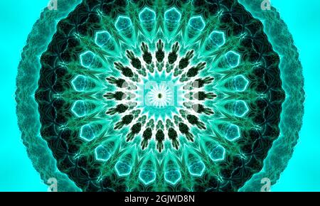 Deep nephritis flower. Abstract trendy decorative seamless pattern of geometrical elements in nephritis shades. Jade geometric shapes Stock Photo