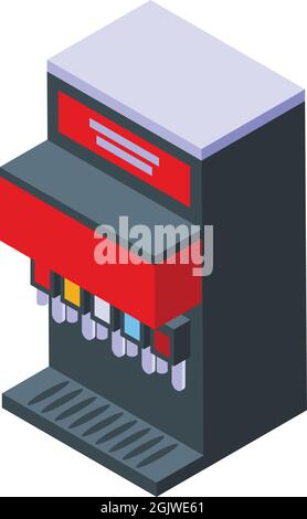 Soda drink machine icon isometric vector. Water bottle. Coffee cocktail Stock Vector