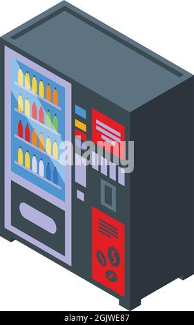 Industry drink machine icon isometric vector. Soda factory. Water bottle Stock Vector
