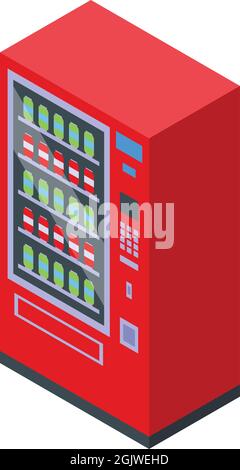 Street drink machine icon isometric vector. Water bottle. Coffee machinery Stock Vector