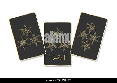 Back side template of cards, fortune telling, tarot, games. Simple geometric floral , abstract floral design. The concept of simplicity, graceful contour ornament. Vector illustration Stock Vector
