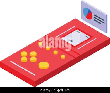 Tetris game icon isometric vector. Retro pixel. Old gameboy Stock Vector