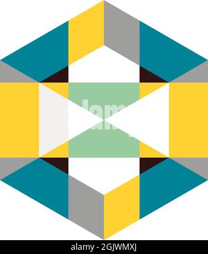 Hexagon shape icon logo design inspiration vector template Stock Vector