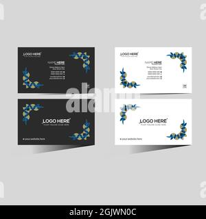 black and white colored vector business card design Stock Vector