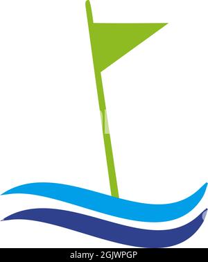 Golf sport icon logo design with using flag template illustration Stock Vector
