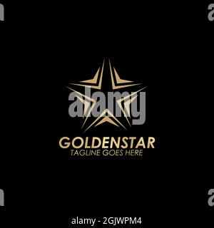 Golden stars icon logo design vector template with black background Stock Vector