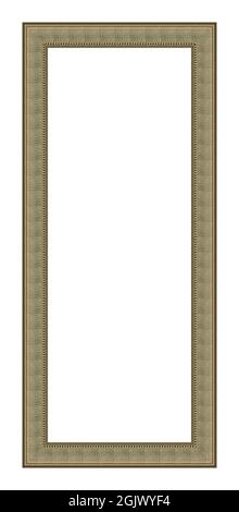 Rectangular empty wooden and silver gilded frame isolated on white background Stock Photo