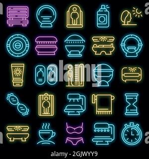 Solarium icon. Outline Solarium vector icon neon color on black Stock Vector