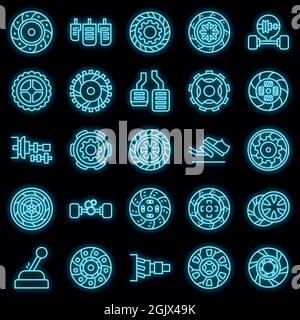 Clutch icon. Outline clutch vector icon neon color on black Stock Vector