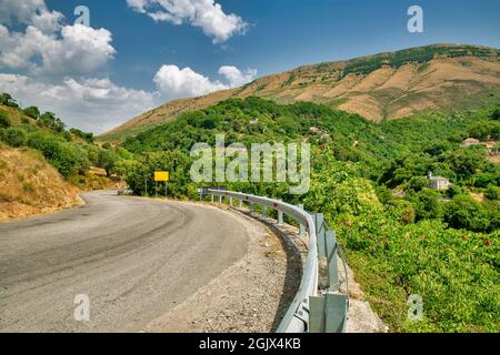 Mountains road landscape near Muzine in Vlore County, southern Albania. Stock Photo