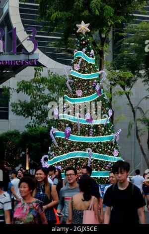 Christmas decorations in Singapore around the Orchard Road Stock Photo