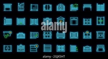 Automatic gate icon. Outline automatic gate vector icon neon color on black Stock Vector