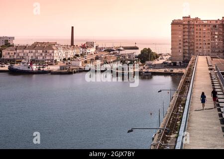Port and city of Saint Nazaire in Brittany, France Stock Photo