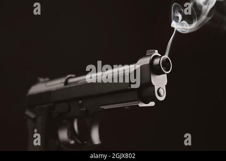 gun smoke black background