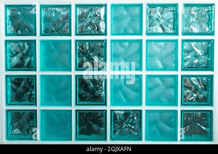 pattern of different turquoise glass blocks Stock Photo