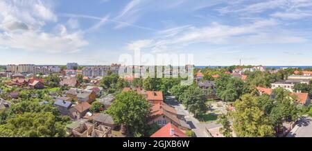 A magnificent cityscape that can be seen from the observation deck of the water tower in the city center. Zelenogradsk, Russia. Stock Photo