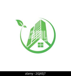 abstract green apartment logo icon flat vector concept graphic simple stylish design Stock Vector