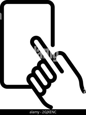 Finger phone icon outline vector. Hand smartphone. Touch mobile Stock Vector