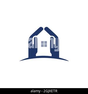 abstract hand home logo icon flat vector concept graphic simple stylish design Stock Vector