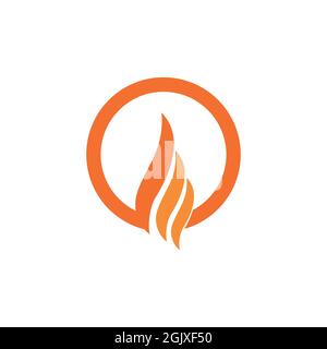 abstract circle and fire logo icon flat vector concept graphic simple stylish design Stock Vector
