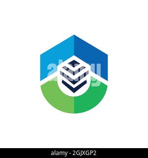 abstract home shield logo icon flat vector concept graphic simple stylish design Stock Vector