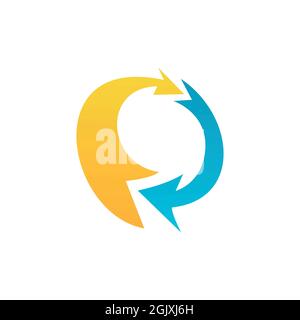 abstract letter O arrow logo icon flat vector concept graphic simple stylish design Stock Vector
