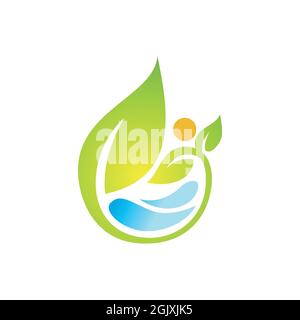 abstract save nature logo icon flat vector concept graphic simple stylish design Stock Vector
