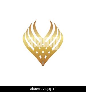 abstract luxury wing letter V logo icon flat vector concept graphic simple stylish design Stock Vector