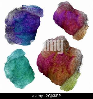 Set of abstract color watercolor spots on white background for design Stock Photo