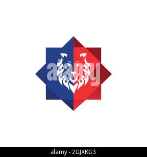 abstract lion head stylish logo icon flat vector concept graphic simple stylish design Stock Vector