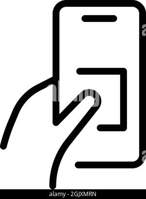 Gesture android phone icon outline vector. Hand mobile. Touch finger Stock Vector