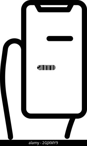 Using android phone icon outline vector. Hand mobile. Holding smartphone Stock Vector
