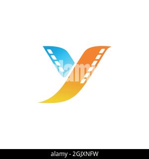 letter Y abstract bird fly film logo icon flat vector concept graphic simple stylish design Stock Vector