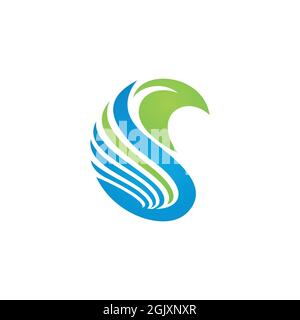 abstract wing letter S logo icon flat vector concept graphic simple stylish design Stock Vector