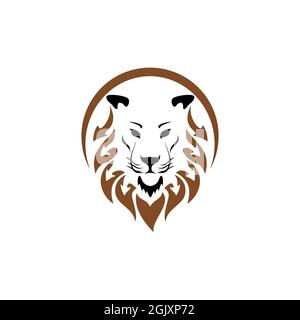 lion head vintage logo icon flat vector concept graphic simple stylish design Stock Vector