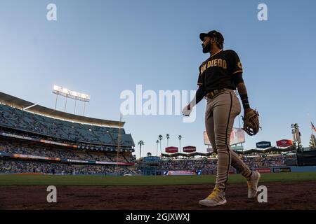 The shoes of San Diego Padres' Fernando Tatis Jr. are seen as he stands on  the field during a baseball game against the Washington Nationals,  Thursday, May 25, 2023, in Washington. (AP