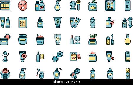 Korean cosmetics icon. Outline korean cosmetics vector icon thin line color flat isolated on white Stock Vector