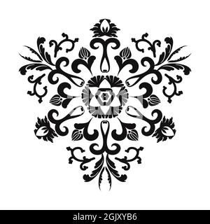 Elegant vintage floral sprigs ornament.Mehndi pattern. For the design of wall, menus, wedding invitations or labels, for laser cutting, marquetry Stock Vector