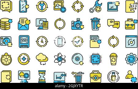 Regeneration icons set. Outline set of regeneration vector icons thin line color flat isolated on white Stock Vector