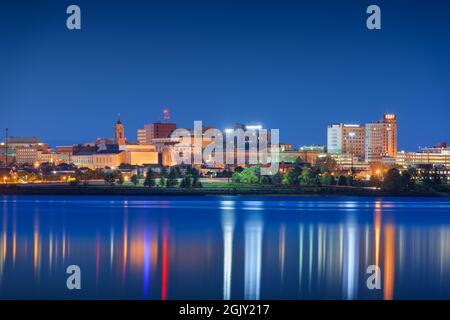 Portland, Maine, USA downtown skyline from Back Cove at twilight. Stock Photo