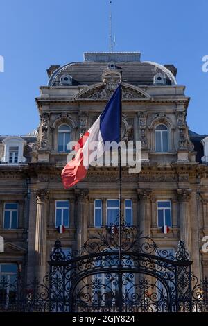 French flag on administrative building Stock Photo