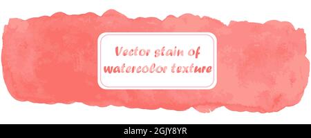 Vector long stain watercolor texture in coral shade for design and background and watermark Stock Vector