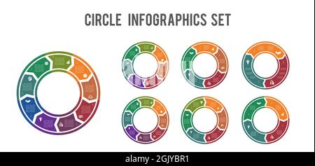 Circle infographics set. Colorful rings templates for infographics. Stock Vector