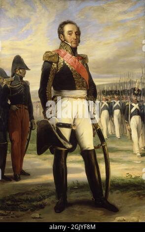 Marshal Louis Gabriel Suchet. Napoleon's trusted Maréchals. Napoleon only promoted his men by merit, not by their title, which gave him a formidable army during the Napoleonic Wars. Painting by Jean-Baptiste Paulin Guérin. Berthier was the son of a silk merchant. Stock Photo