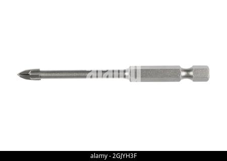 Close up drill bit for glass and ceramics isolated on white background. Macro shot top view Stock Photo