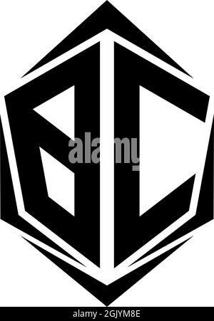 Initial BC logo design, Initial BC logo design with Shield style, Logo business branding. Stock Vector
